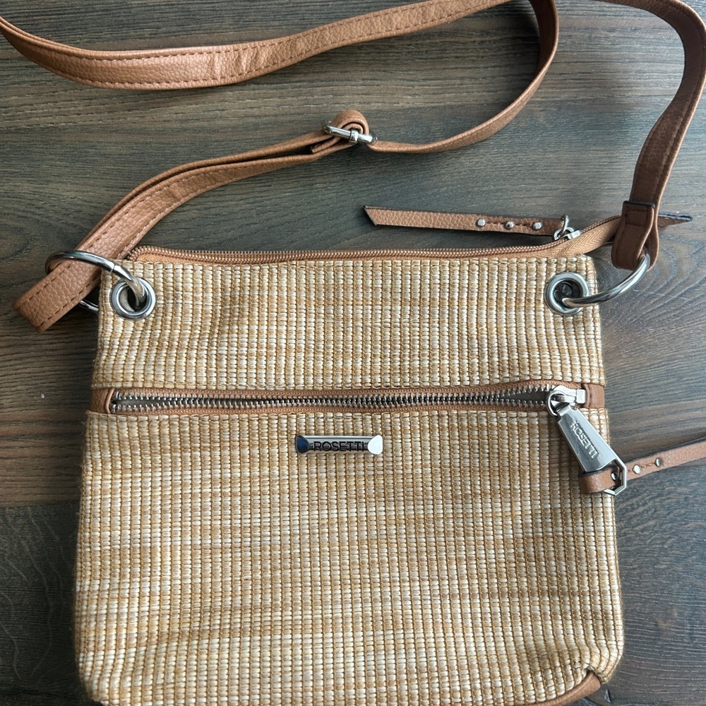 Rosetti Woven Beige Crossbody Bag